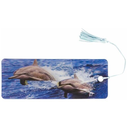 BRAUBERG Закладка для книг с линейкой, 3d-объемная, brauberg дельфины , с декоративным шнурком, 128094, 12 шт. от компании М.Видео - фото 1