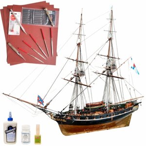 Бриг Меркурий, модель парусного корабля, М. 1:72, подарочный набор для сборки + инструменты + лак и клей