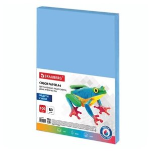 Бумага цветная Brauberg Бумага цветная A4 80g/m2 100 листов медиум Blue 112459