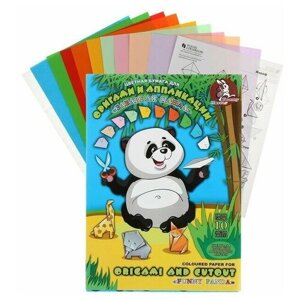 Бумага цветная ТероПром 1278113 для оригами и аппликации А4, 10 листов, 10 цветов "Забавная панда", со схемами, 80 г/м²