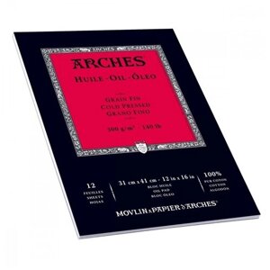 Бумага для масла и акрила Arches Альбом для масла ARCHES Huile, 300г/м2, 31х41см, склейка по короткой стороне, 12 листов