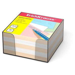 Бумага для заметок ErichKrause, в пластиковой подставке, 90 x 90 x 50 мм, белый, персиковый