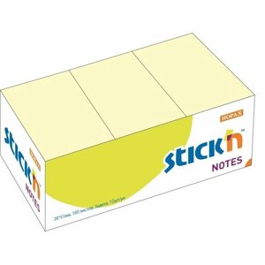 Бумага для заметок с клеевым краем STICK'N HOPAX, 38*51 мм, 100 л, желтый (в упаковке 12 блоков)