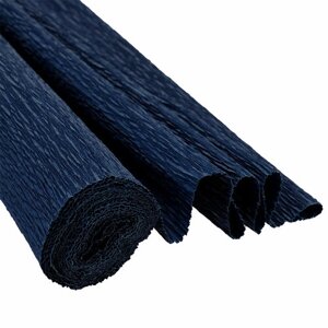 Бумага гофрированная (креповая) плотная темно-синяя / Бумага крепированная в рулоне 50см х 2,4м 10 см