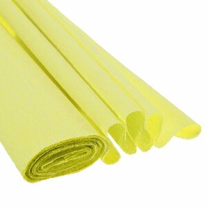 Бумага гофрированная (креповая) плотная желтая / Бумага крепированная в рулоне 50см х 2,4м 10 см