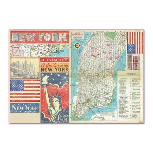 Бумага рисовая STAMPERIA, "Карта Нью-Йорка" от компании М.Видео - фото 1