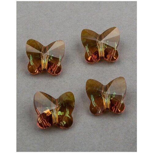 Бусины бабочки Swarovski, цвет Crystal Copper (001-COP), размер 12 мм, 4 шт.