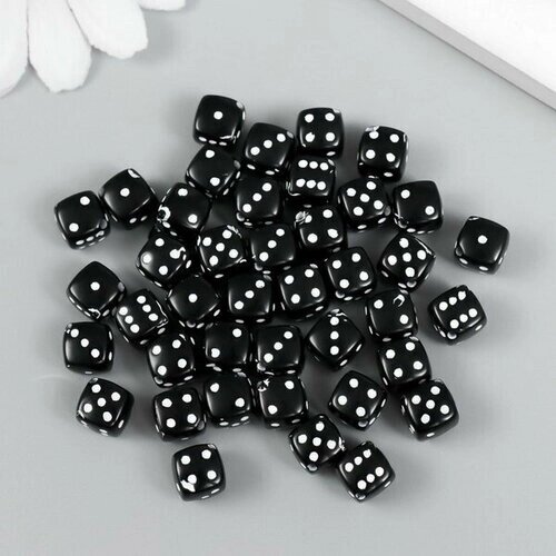 Бусины для творчества пластик "Чёрный игральный кубик" белые точки набор 20гр 0.8х0.8х0.8 см 78118 от компании М.Видео - фото 1