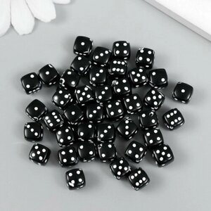 Бусины для творчества пластик "Чёрный игральный кубик" белые точки набор 20гр 0.8х0.8х0.8 см 78118