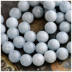 Бусины имитация Аквамарина 12 шт. из натурального камня, размер 10 мм, цвет голубой