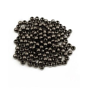Бусины круглые, металлические, цвет черный никель, размер 4 мм, 160 штук