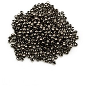 Бусины металлические круглые, цвет черный никель, размер 4 мм, 360 штук