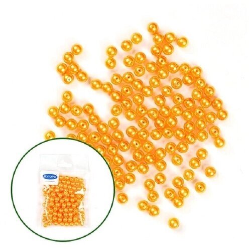 Бусины перламутровые оранжевые 8 мм (35 г)