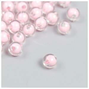 Бусины пластик "Светло-розовые" глянец 20 гр d=0,8 см