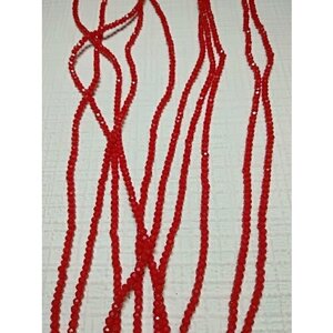 Бусины Рондель Красный, На нитях, Размер: 2,5-3 мм, Длина нити 40 см, около 192 шт. нить