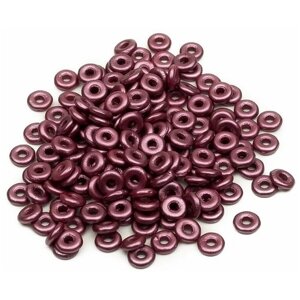 Бусины стеклянные O bead, размер 1,3х4 мм, диаметр отверстия 1,4 мм, цвет: Alabaster Pastel Burgundy, 5 грамм (около 165 шт).