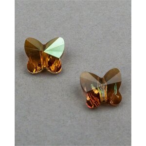 Бусины Swarovski в виде бабочек из стекла, цвет Crystal Copper (001-COP), Размер 10 мм, 2 шт.