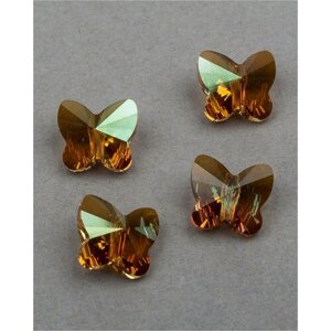 Бусины Swarovski в виде бабочек из стекла, цвет Crystal Copper (001-COP), Размер 10 мм, 4 шт.