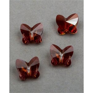 Бусины Swarovski в виде бабочек из стекла, цвет Crystal Red Magma (001-REDM), Размер 10 мм, 4 шт.