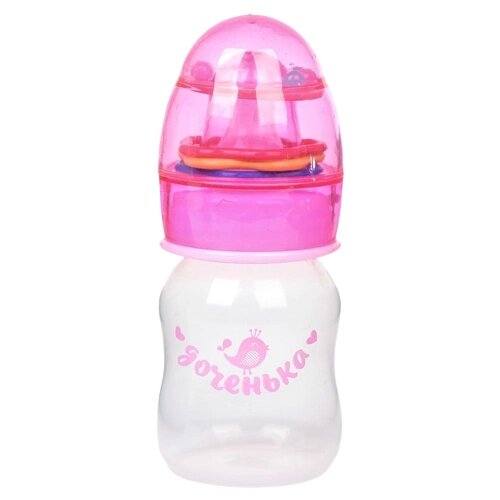 Бутылочка для кормления 60 мл., с погремушкой "Доченька", цвет розовый 2506807 от компании М.Видео - фото 1
