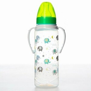 Бутылочка для кормления Baby, классическое горло, от 0 мес, 250 мл, цилиндр, с ручками