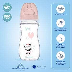Бутылочка для кормления Canpol babies Exotic Animals широкое горлышко, 12 мес+розовый, 300 мл