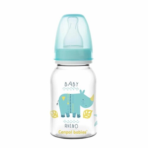 Бутылочка для кормления Canpol Babies PP с узким горлышком 120 мл, 3+ AFRICA, цвет: бирюзовый от компании М.Видео - фото 1