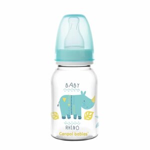 Бутылочка для кормления Canpol Babies PP с узким горлышком 120 мл, 3+ AFRICA, цвет: бирюзовый