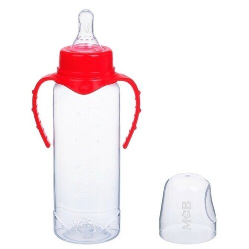 Бутылочка для кормления детская классическая, с ручками, 250 мл, от 0 мес, цвет красный от компании М.Видео - фото 1