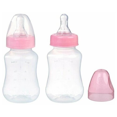 Бутылочка для кормления детская приталенная, с ручками, 150 мл, от 0 мес., цвет розовый от компании М.Видео - фото 1