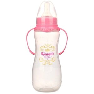 Бутылочка для кормления Mum&Baby "Принцесса" детская приталенная, с ручками, 250 мл, от 0 месяцев , цвет розовый