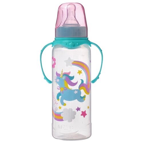 Бутылочка для кормления Mum&Baby "Волшебная пони" детская классическая, с ручками, 250 мл, от 0 месяцев , цвет бирюзовый от компании М.Видео - фото 1