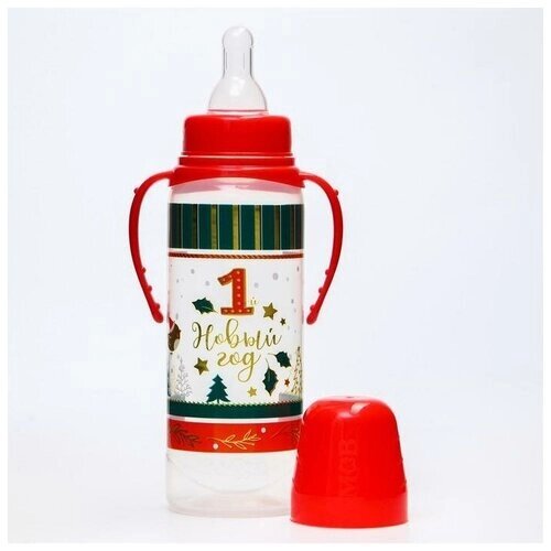 Бутылочка для кормления «Первый Новый год» 250 мл цилиндр, подарочная упаковка, с ручками от компании М.Видео - фото 1