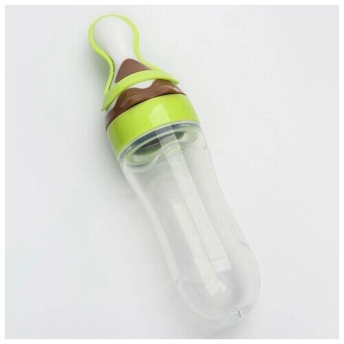 Бутылочка для кормления, силиконовая, с ложкой, 90 мл, цвет зеленый от компании М.Видео - фото 1