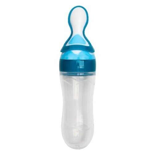 Бутылочка для кормления, силиконовая, с ложкой, от 5 мес., 90 мл, цвет голубой от компании М.Видео - фото 1
