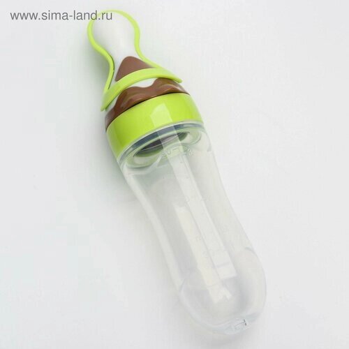 Бутылочка для кормления, силиконовая, с ложкой, от 5 мес, 90 мл, цвет зеленый от компании М.Видео - фото 1