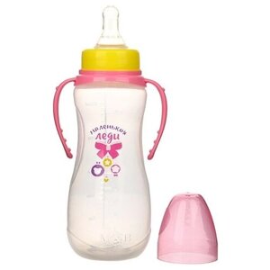 Бутылочка для кормления, ТероПром, 2969807, приталенная, с ручками, 250 мл, от 0 мес., цвет розовый