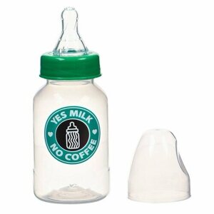 Бутылочка для кормления «Yes milk» 150 мл цилиндр, цвет зеленый, "Mum&Baby"