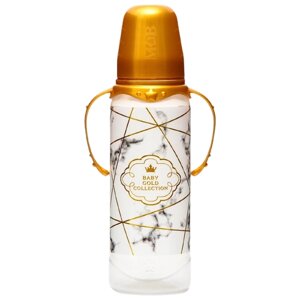 Бутылочка для кормления "Золотая коллекция: белый мрамор" 250 мл цилиндр, с ручками 5399841