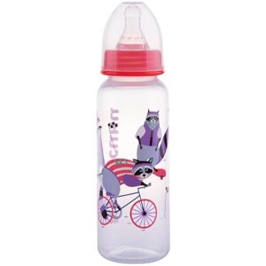 Бутылочка для новорожденных / Бутылочка Курносики с крышкой и силиконовой соской молочной, 250 мл, 0+ мес.