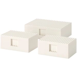 BYGGLEK бюгглек LEGO контейнер с крышкой, 3 шт. белый