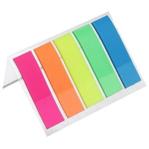 Calligrata Блок-закладка с липким краем пластик 20л*5 цветов флуор, 12мм*45мм