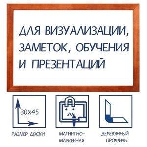 Calligrata Доска магнитно-маркерная А3, 30х45 см, Calligrata, в деревянной рамке (морилка темная)