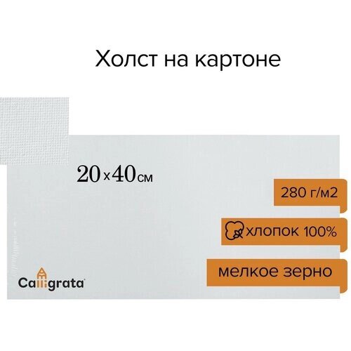 Calligrata Холст на картоне Calligrata, хлопок 100%, 20 х 40 см, 3 мм, акриловый грунт, мелкое зерно, 280 г/м2 от компании М.Видео - фото 1