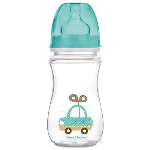 Canpol Babies Антиколиковая бутылочка с широким горлом 240 мл PP Easy Start Toys, с 3 месяцев, голубой от компании М.Видео - фото 1