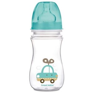 Canpol Babies Антиколиковая бутылочка с широким горлом 240 мл PP Easy Start Toys, с 3 месяцев, голубой