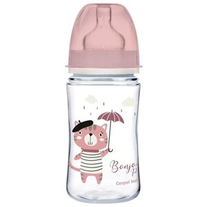 Canpol Babies Антиколиковая бутылочка с широким горлом PP EasyStart Bonjour Paris, 240мл, с 3 месяцев, розовый