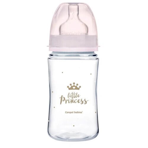 Canpol Babies Бутылочка антиколиковая с широким горлом PP EasyStart Royal Baby, 240 мл, с 3 месяцев, розовый от компании М.Видео - фото 1