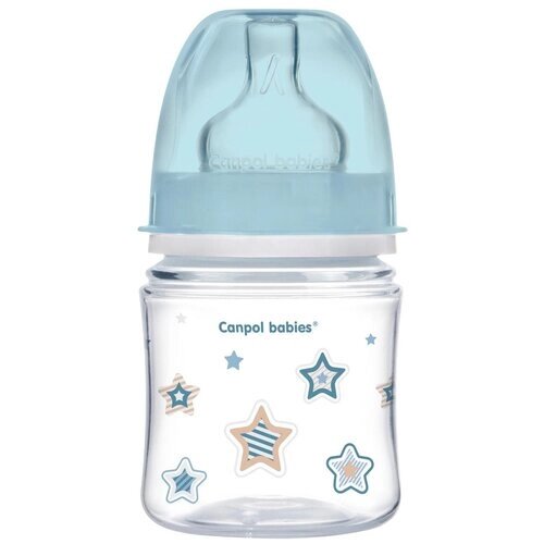 Canpol Бутылочка PP EasyStart с широким горлышком антиколиковая 0+ Newborn baby голубая, 120 мл 1 шт от компании М.Видео - фото 1