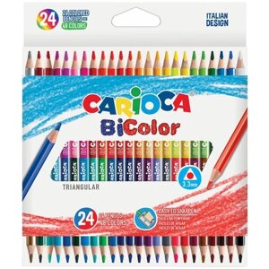 Carioca набор цветных двусторонних карандашей BiColor 24 штуки, 48 цветов, 43031 разноцветный